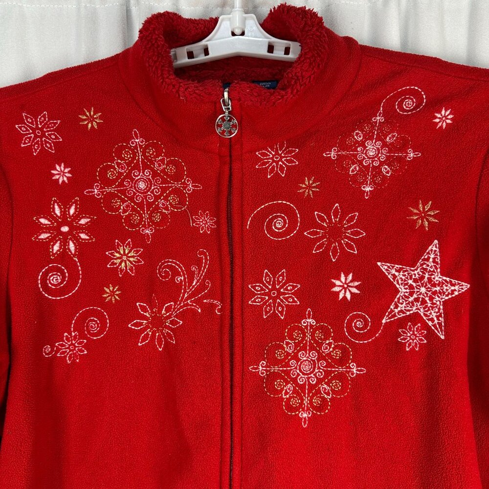 Basic Editions Red Full Zip Fleece Jacket Xl Embr… - image 2